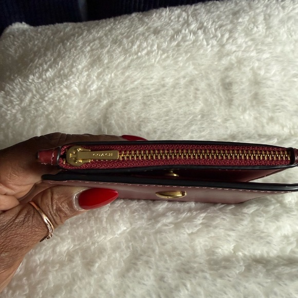 NWT Red Leather Compact Wallet with Gold Accent - Picture 4 of 5